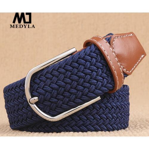 MEDYLA 100-120x3.2cm New mens casual Stretch Woven Belt Womens Child Elastic Belts For Jeans knitted belts