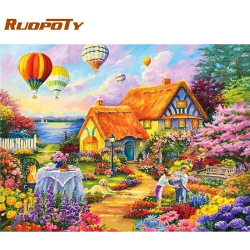 RUOPOTY 60x75cm Frame Painting By Number For Adults Home Scenery Drawing Coloring By Numbers Modern Wall Art Picture