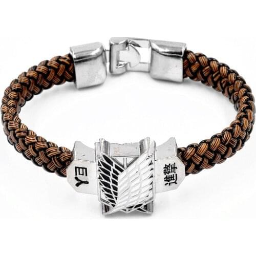New Arrival Anime Attack on Titan Figure Toys Action Figure Leather Rope Woven Bracelet Fans Cosplay Collection Gift