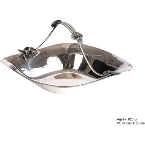 Orchid Motif Silver Basket