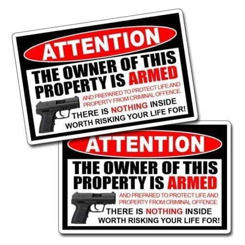 Owner-Armed-Warning-Vinyl-Decal-Sticker-2nd-Amendment-Gun-Window-Door-Car-Truck Owner-Armed-Warning-Vinyl-Decal-Sticker-2nd-Am