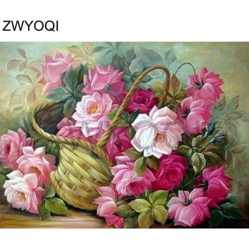 Full Round Diamond embroidery Cross stitch Flower bouquet 5D DIY Diamond painting Full Square Diamond mosaic Flower bouquet rose