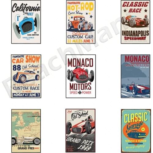 Stunning retro style racing car Monaco Grand Prix vintage car hot rod man cave poster print great decorative gift