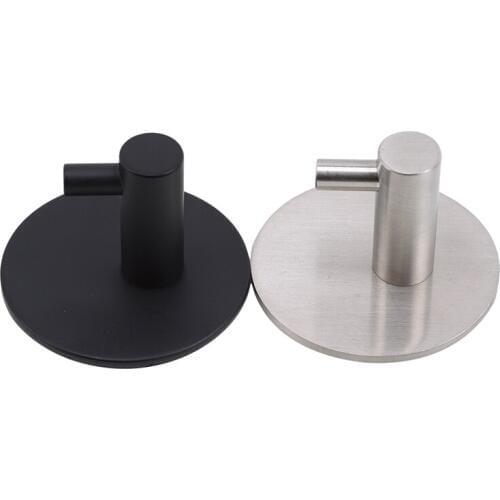 Strong Heavy Duty Adhesive Hooks Black Brushed 304 Stainless Steel Hook For Clothes Key Bedroom Bathroom Hanger