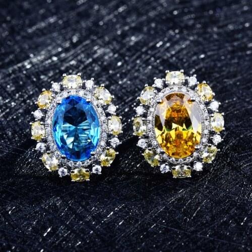 QTT Luxury 925 Sterling Silver Ring Dazzling White Yellow Diamond Jewelry Bridal Rings Wedding Party Fine Jewelry Gift