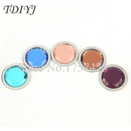 TDIYJ 5pcs New 33mm Mixed Crystal Dome Coin Disc as My Coin Pendants for 33mm Stainless Steel Coin Keeper