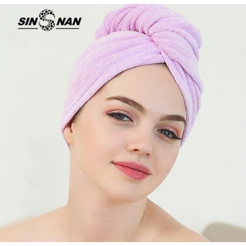 SINSNAN Microfiber Solid Quickly Turban Dry Hair Towel For Women Girls Soft Thicken Super Absorbent Bath Shower Caps Makeup Hat