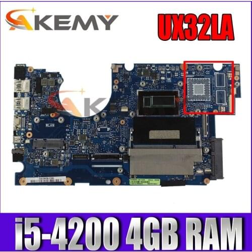 UX32LA i5-4200 CPU 4GB RAM Mainboard For Asus UX32L UX32LN UX32LA UX32 REV2.0 Laptop Motherboard Tested free shipping