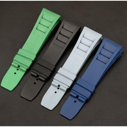 Top Quality Lmported Nature Soft Silicone Rubber Black Watchband Watchband For Mille Strap For RM Strap -011 for Richard Strap