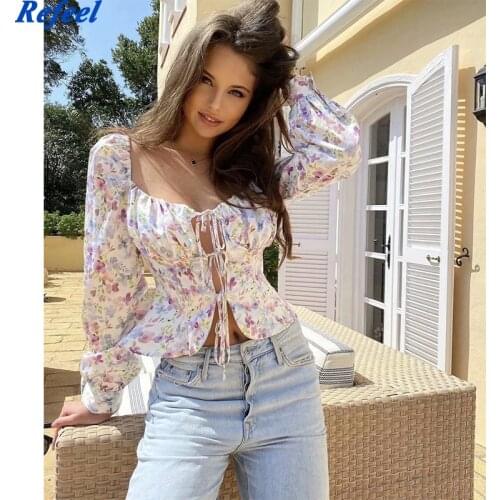Palace Square Collar Women Camis Sexy Summer Hollow Out Beach Boho Front Bandage Vintage Floral Print Tank Top