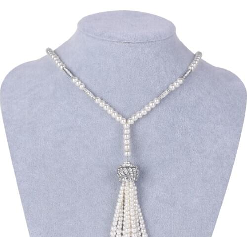 Elegant The Great Gatsby Necklace Simulated Pearl Necklace Long Section Pearl Tassel Sweater Chain Bridal Jewelry for Wedding