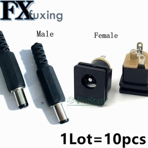 10pcs DC-015 5.5X2.1mm DC Power Female Jack Plugs Socket + Plug Male SMD PCB DC015 DC-022B Connetors Kit DIY Adapter Connector