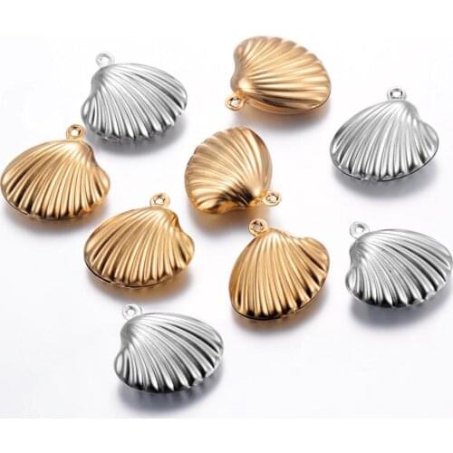 10 Pcs Stainless Steel Small Sea Shell Hollow Charm DIY For Jewelry Making Bracelet Necklace Sea Animal Pendant Findings