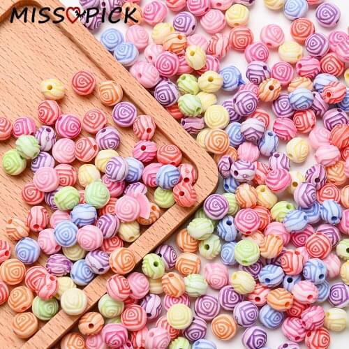 100pcs Acrylic Beads Colorful Round Rose Flower Loose Spacer Beads for Jewelry Making DIY Bracelet Necklace Accessories Supplier