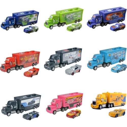 Brand New 2 Pcs/Set Disney Pixar Cars 3 Lightning Mcqueen Mack Uncle Truck Collection 1:55 Diecast Model Car Toy For Boys Gift