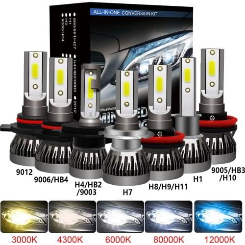 2PCS LED 12000LM/PAIR Mini Car Headlight Bulbs H4 H1 H7 H8 H9 H11 Headlamps Kit 9005 HB3 9006 HB4 Auto Lamps 4300K 8000K