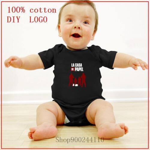 2020 Baby Boys Clothes Unique Clothing Bodysuits Baby Girls Clothes La Casa de Papel Group Team white print Cotton Baby Rompers