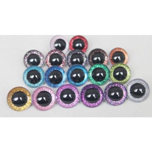 500pcs/lot--N18-9MM--20mm DIY new glitter round safety clear toy eyes+hard washer+ glitter --color option