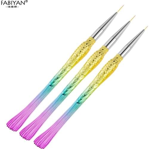 7/11/13mm Mermaid Handle Line Grid Stripes Flower Nail Art Liner Brush Gradient Design DIY Drawing Painting Pen Manicure Tools