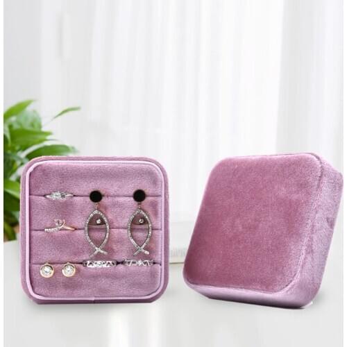 Velvet Ring Box, Square Vintage Wedding Ceremony Ring Box Jewelry storage box with Detachable Lid, Engagement Ring Box Holder