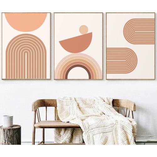 Boho Abstract Geometric Canvas Painting Bohemian Striped Patterns Wall Art Pictures Posters Print Interior Living Room Home Deco
