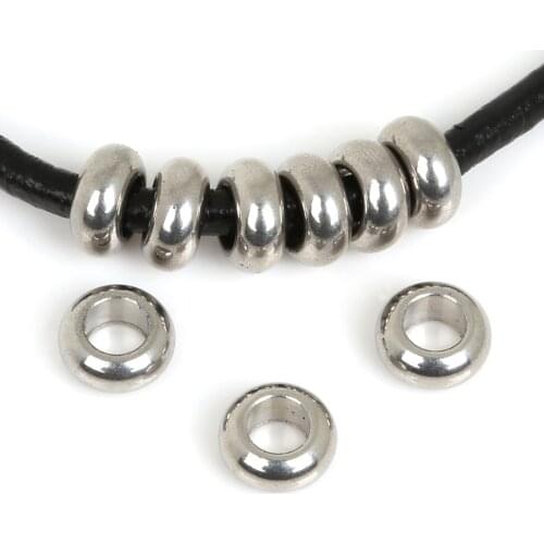 10/20pcs Stainless Steel Big Hole Beads Metal Round Loose Spacer Beads For Necklace Bracelet Jewelry Making DIY Accessories