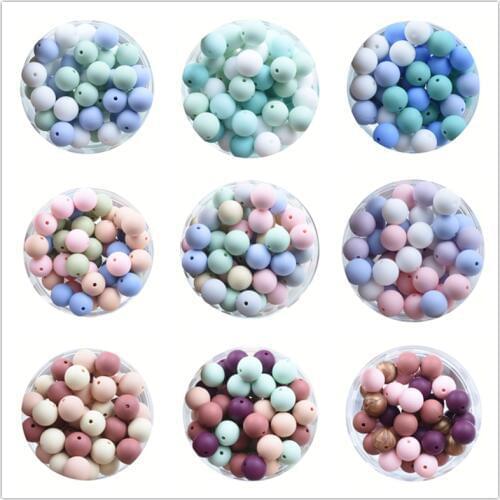 Teeny Teeth 30 PCS Silicone Beads 12 MM Eco-friendly Sensory Teething Necklace Food Grade Mom Nursing DIY Jewelry Baby Teethers