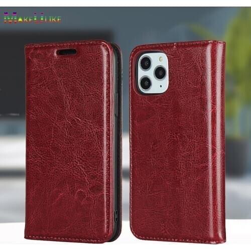Oil Genuine Leather Wallet Case For iPhone 12 Mini 11 Pro Max SE 2020 12MINI 11Pro 12Pro X XR XS Max Case Magnetic Flip Cover