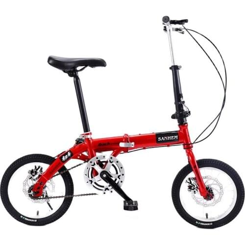 Foldable Ultra-lightweight Kids Bike 14-inch Children Variable Speed Dual Brake Folding Bicycle For Student