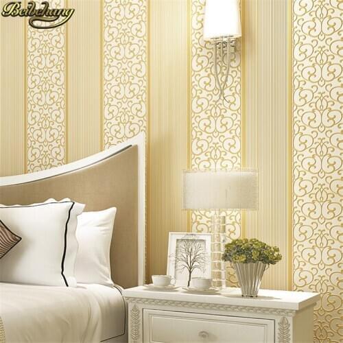 Beibehang 53X300cm European Self-adhesive wallpapers for living room bedroom TV background stripe wall paper sticker 3d flocking