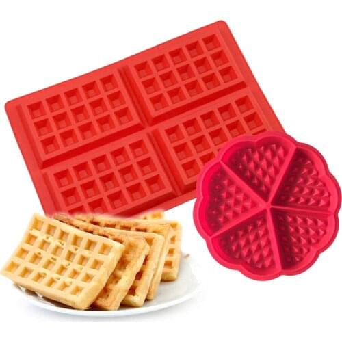Bakeware Cake Molds Silicone Non-Stick Baking Pastry Tools DIY Pan Waffle Chiffon Jelly Pudding Mousse Red Kitchen Accessories