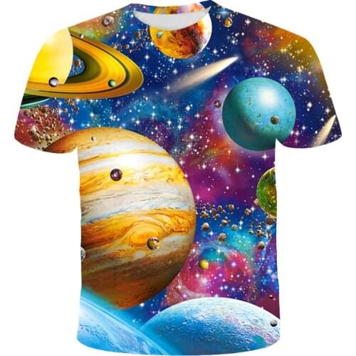 Mens Space T Shirt 3D Print Planet TShirts Summer Graphic Tees Pattern Women/Men Novelty Streetwear Tops