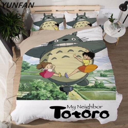 3D Bedding Set Totoro Campus Badge Print Duvet Cover Set bedclothes with Pillowcase cartoon twin full queen king Home Textiles
