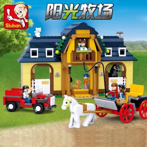 SLuban MINI City Series Street View Model Building Blocks House Farm Blocks Toys For Girls Toy For Friend Birthday Black Friday