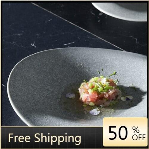 Kitchen Oval Dinner Plates Dinnerware China Food Salad Stone Snack Deep Japanese Plate Sushi Platos De Cena Restaurant HX50DP