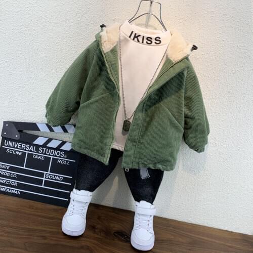 Boys Girls Jacket Winter Clothing 2020 New Thick Childrens Handsome Baby Autumn Winter Plus Velvet Coat Childrens Clothing
