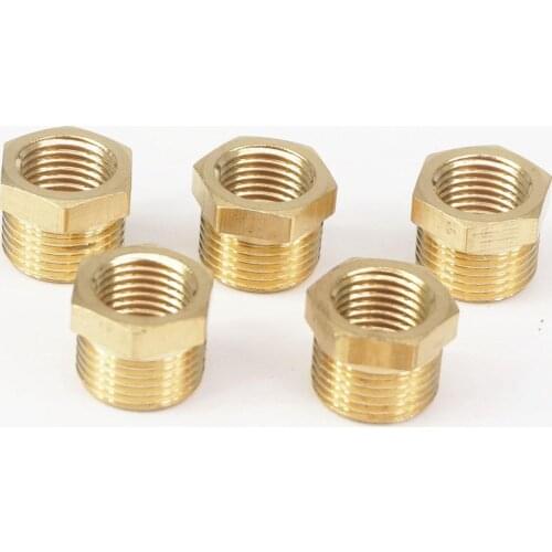 LOT5 Brass Reducer 3/8" BSP Male Thread to 1/4" BSP Female Thread Reducing Bush adapter Fitting Gas Air Water Fuel