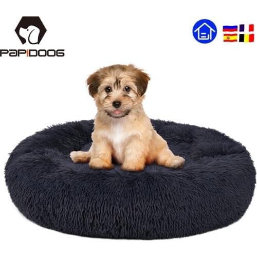 Pet Dog Bed Soft Long Plush Kennel Round Fluffy Cat Mat Sofa House Warm Comfortable Deep Sleeping Cushion Washable Puppy