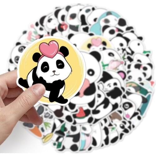 10/50PCS Cute Panda Stickers DIY Skateboard Fridge Phone Guitar Motorcycle Laptop Luggage Cartoon Animal Sticker Decal