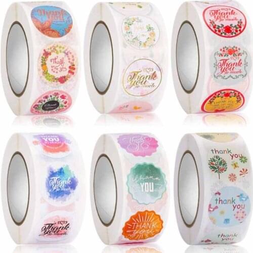 New sale 500pcs Thank You Stickers Seal Labels Flower Stickers For Hand Made Gift Wedding Decor Labels Stationery Stickers Rolls