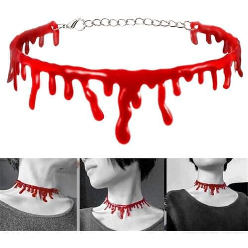 New Fashion Blood Choker Necklace Women Chokers Hyperbole Necklaces Halloween Party DIY Decorations Horror Props Kids Toy Gift