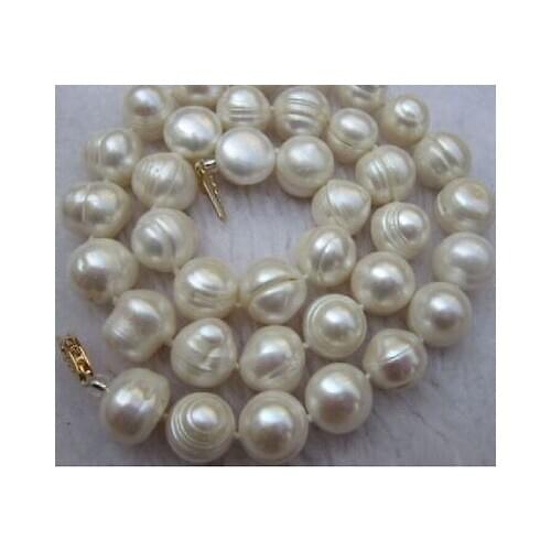 9-10MMCHARMING SOUTH SEA BAROQUE 18 INCH WHITE PEARL NECKLACE
