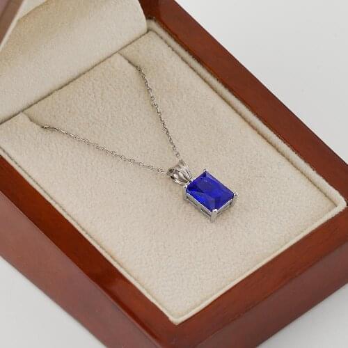 Women Silver Necklace with Blue Zircon Stone Fashion Trendy Women Accesories 925 Silver Famale Gift Made in Turkey