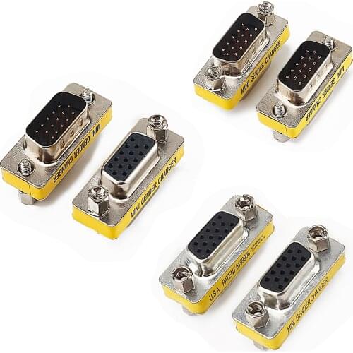 For Plug and play VGA to VGA adapter male to female connector HD15 gender conversion converter for laptop SVGA coupler adapter