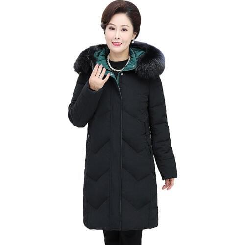 New Oversize Down Jacket Winter Middle aged Women White duck down Coat Thicken Hooded Long Jacket Female Warm Plus size 8XL G773