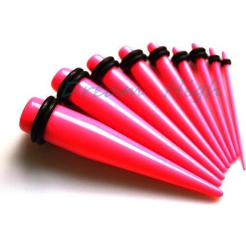 Pink Color Ear Taper Stretcher Plug Earring Stretching Expander Expanding Set Jewelry Fashion 1.6-10mm Free Shipping