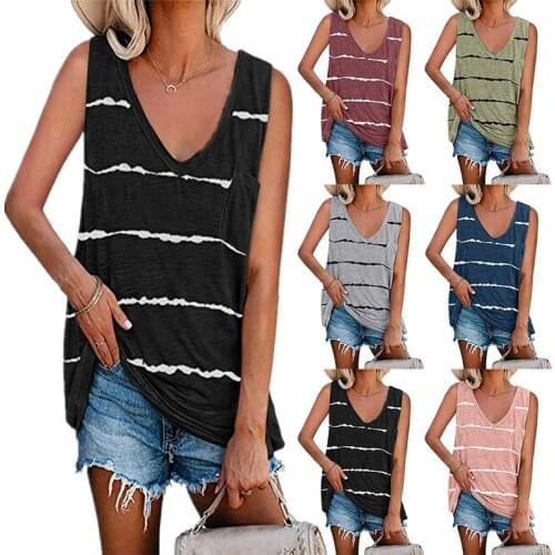 S-5XL Plus Size Summer Women Tank Top Striped Print Casual Oversize Sleeveless Top Female Fashion O-Neck Loose Cotton Vest 2021