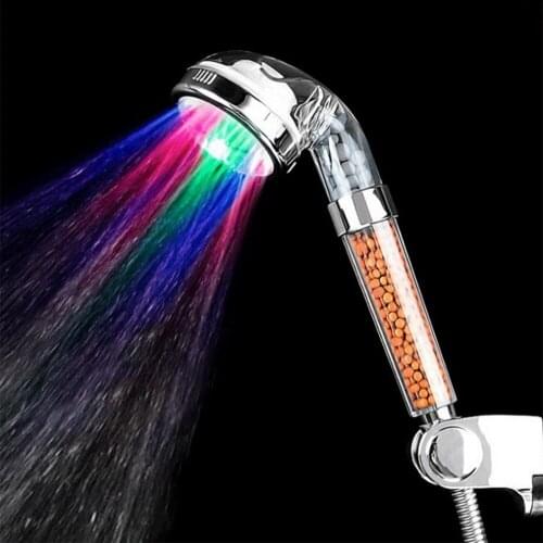 LED Anion Shower SPA Shower Head Pressurized Water Saving Temperature Control Colorful Handheld Big Rain Shower