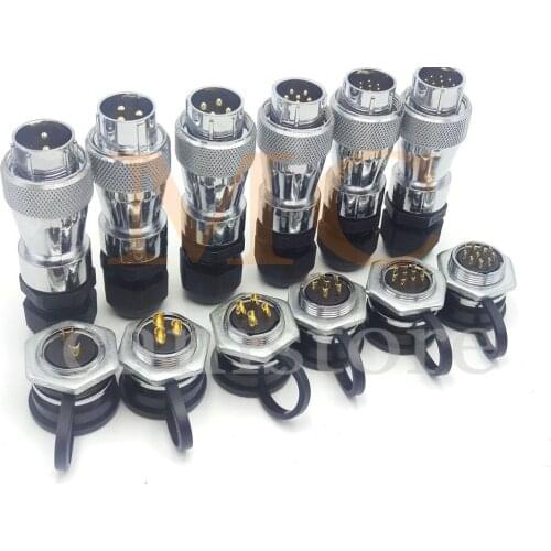 WS20 2 3 4 5 6 7 8 9 10 12pin Metal Power Connector, Electrical Waterproof Power Plug Socket, Aviation Partition Connector