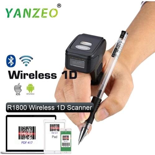 Yanzeo R1800 Mini Bluetooth Finger Ring 1D Scanner Barcode Reader IOS Android Windows 1D Wireless Scanner